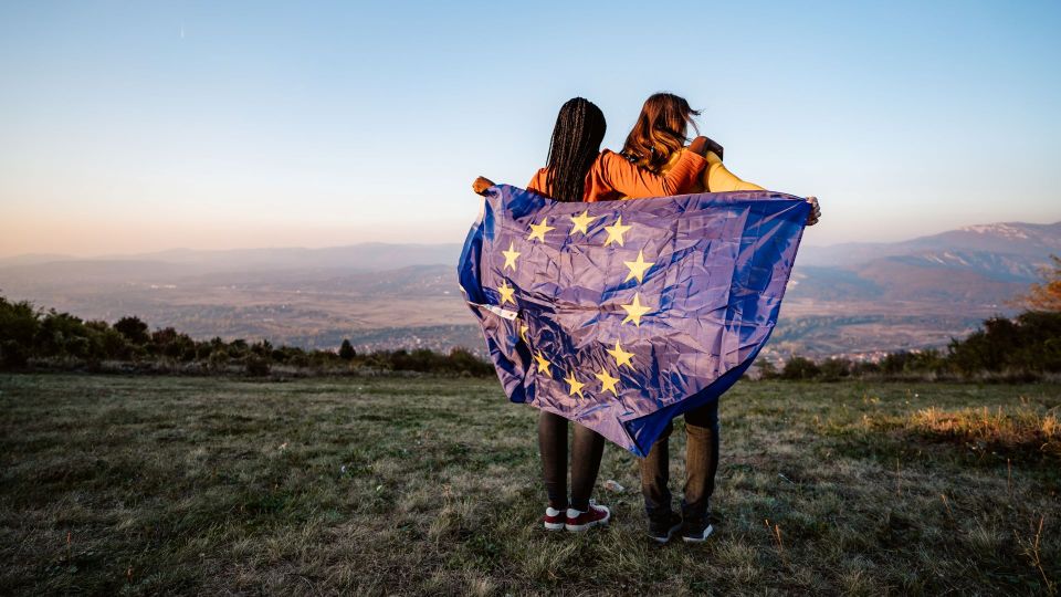 Women EU flag freedom field