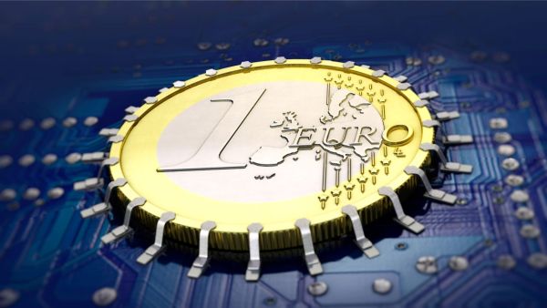 Image of 1 Euro replacing a computer chip