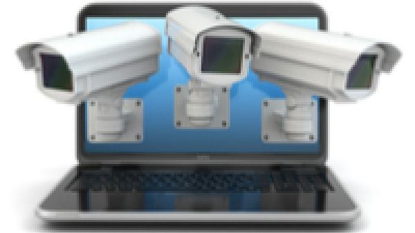 Laptop with 3 surveillance cameras