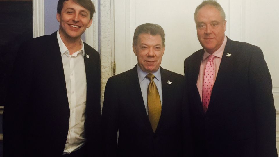 S&amp;D MEPs Richard Howitt and Javi Lopez with Colombian president Juan Manuel Santos