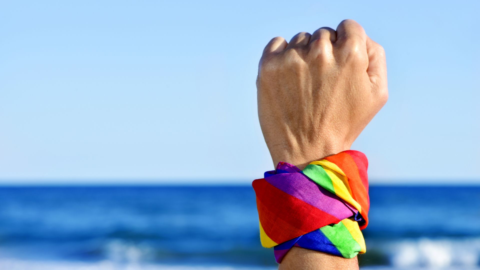 arm in air with LGBTI colours