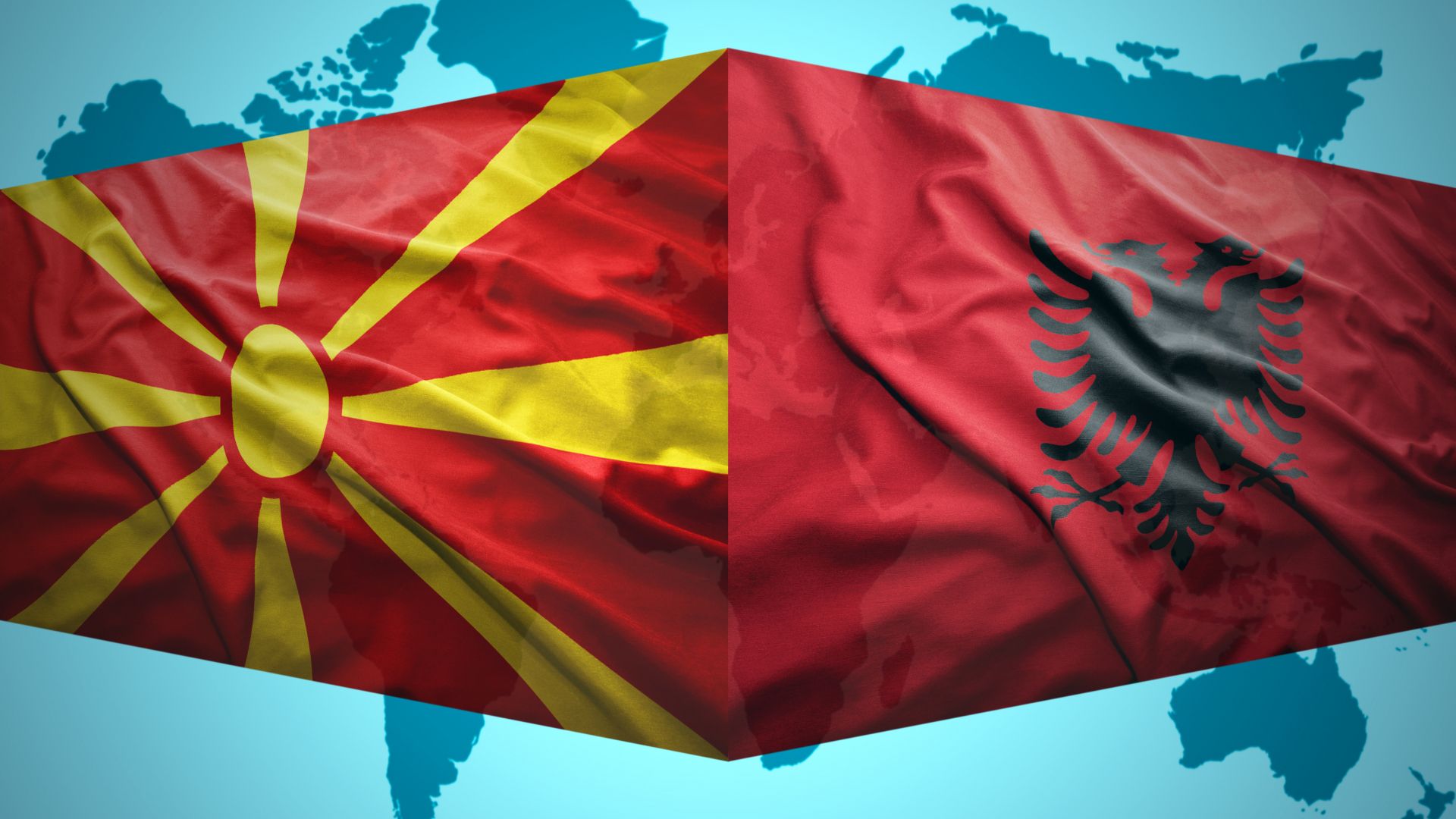 North Macedonia Albania flag enlagement