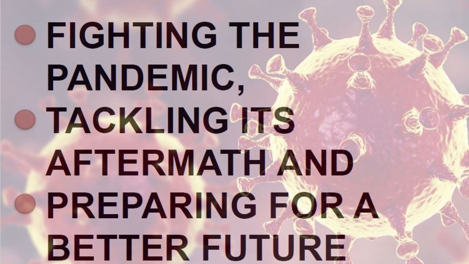 Fighting the pandemic, tackling its aftermath and preparing for a better future.