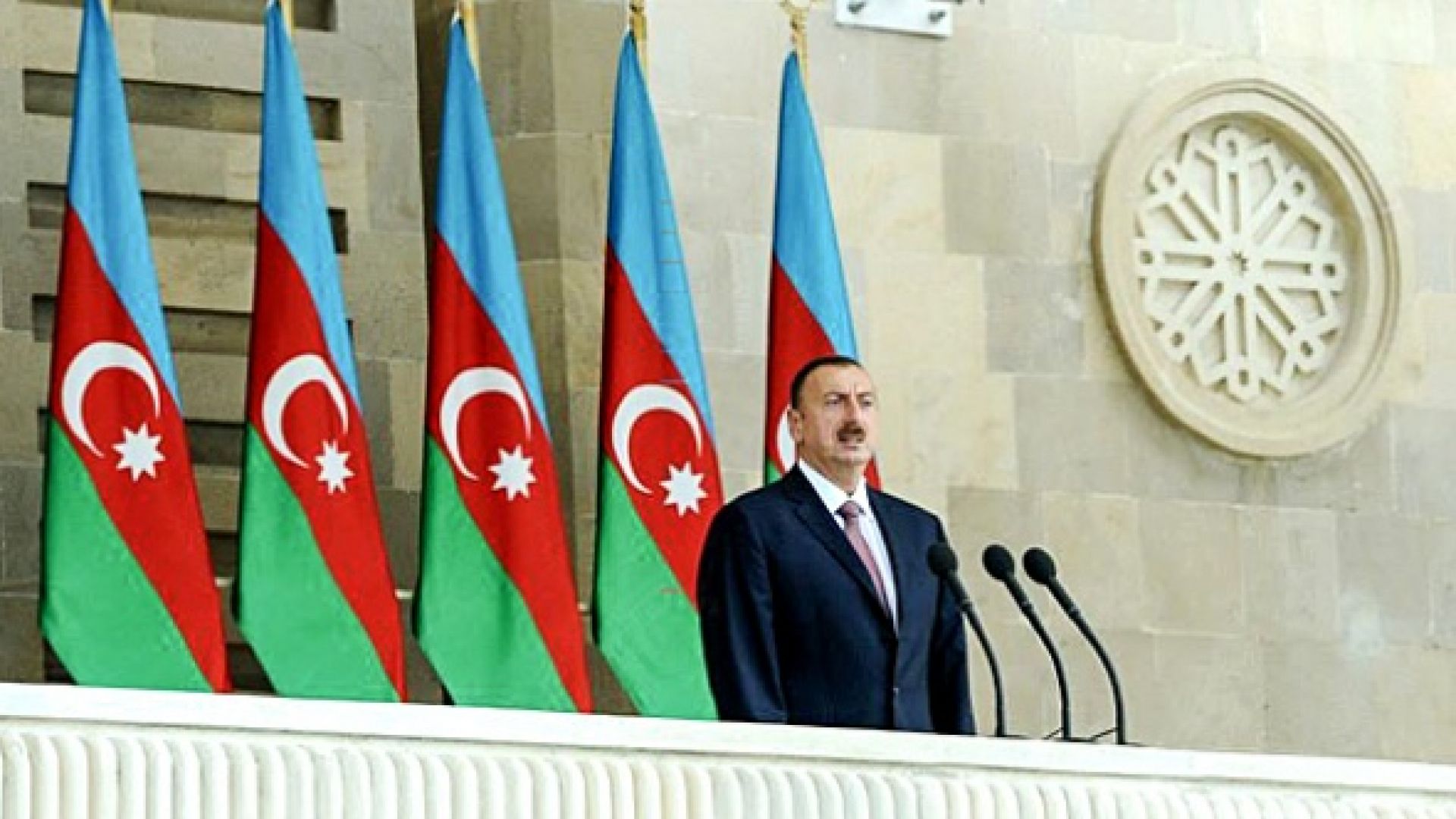 president of Azerbaijan and flags