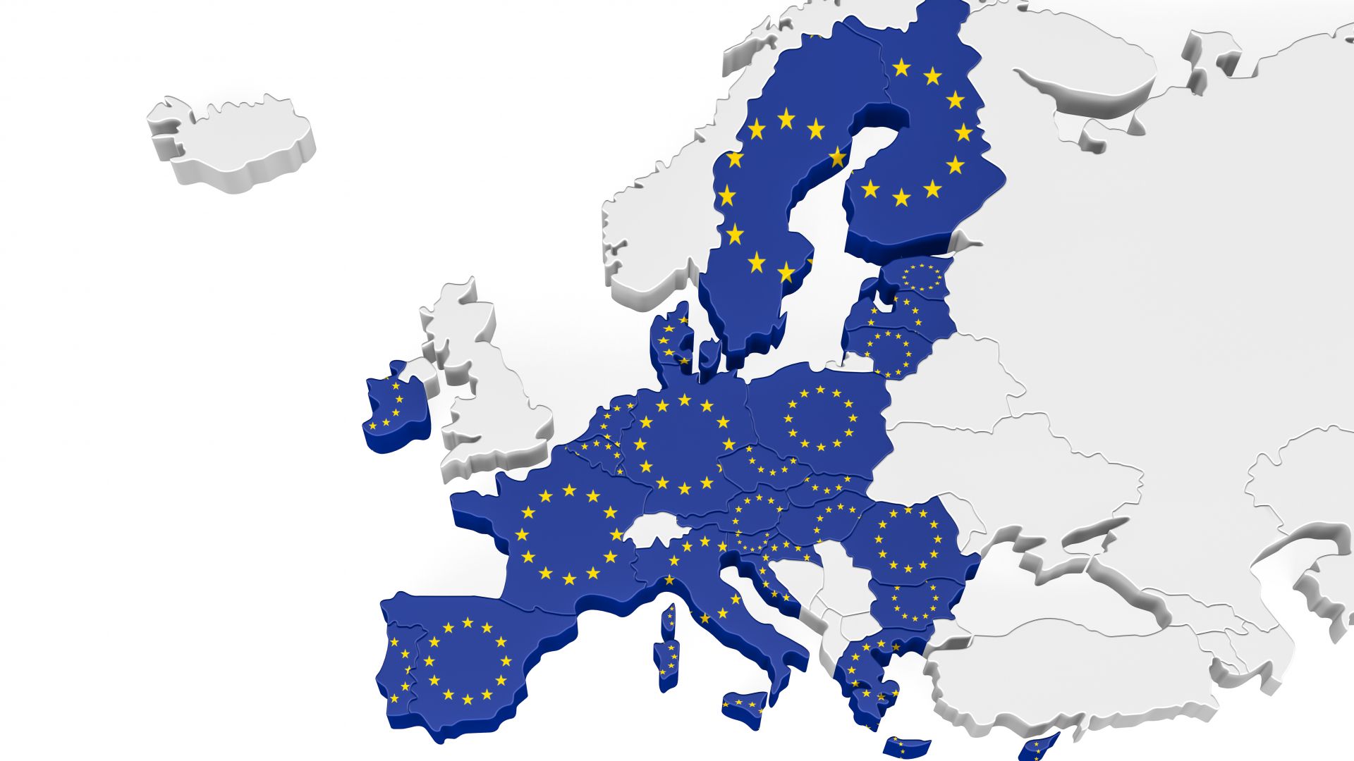 EU map with European countries marked with flags
