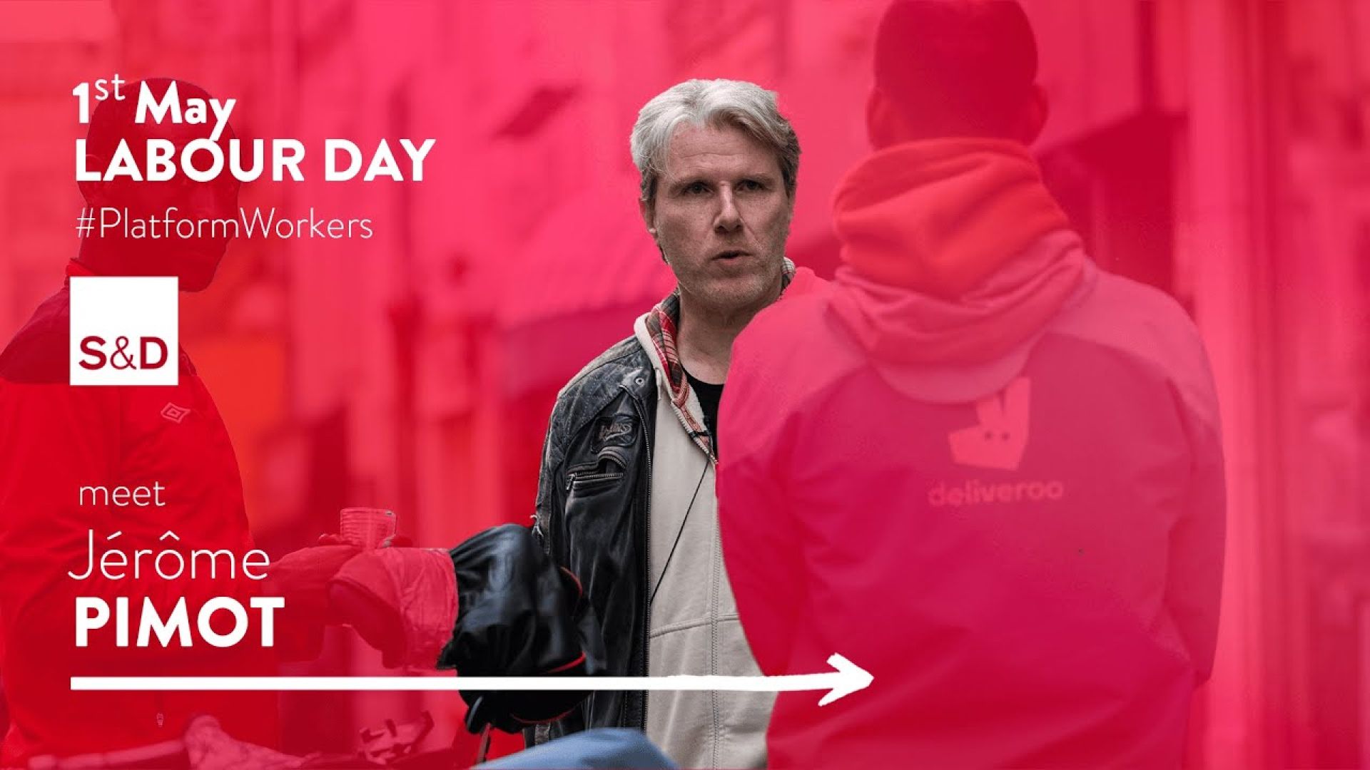 Man talking to delivery workers
