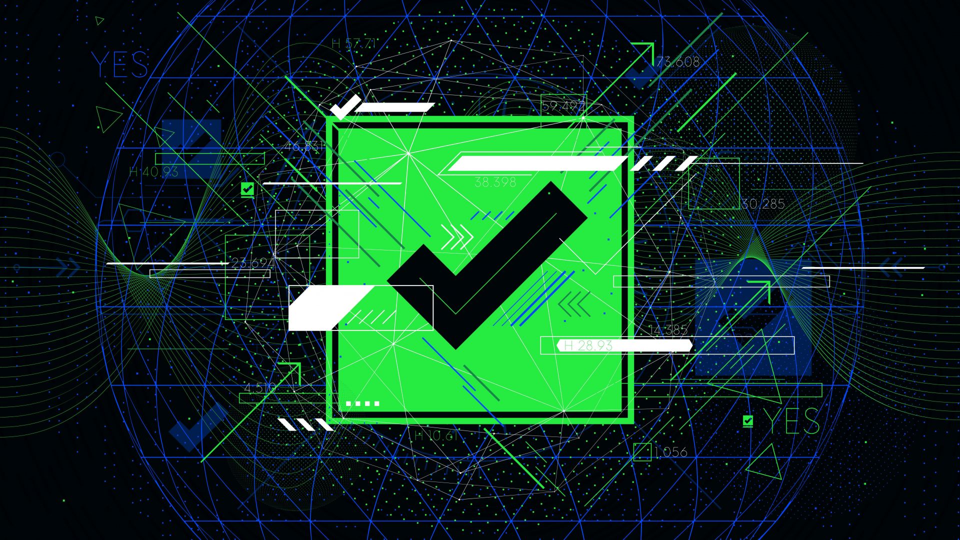 Secure democratic voting - green tick on globe