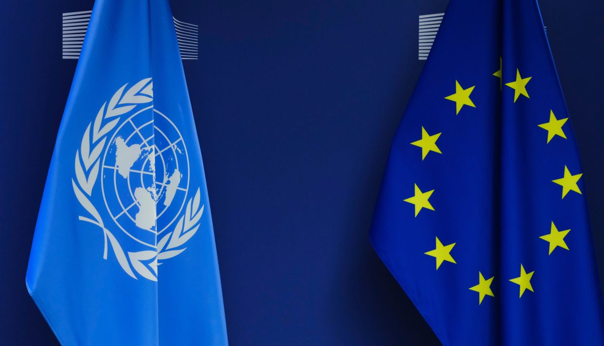 EU United Nations flags