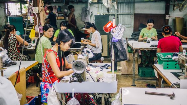 Burmese workers in a Thai garment factory