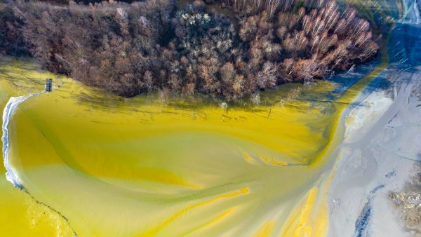 Pollution caused by leaking waste from a copper mine, Geamana, Romania