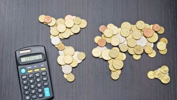 World map made from coins