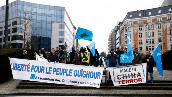 Protest in Brussels calling for liberty for the Uyghur people