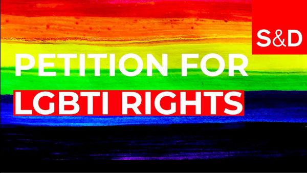 Rainbow flag with message: Petition for LGBTI Rights