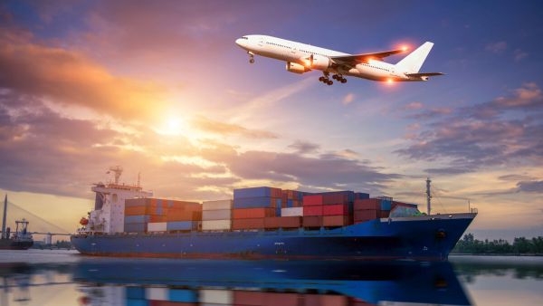 Image of cargo ship and plane