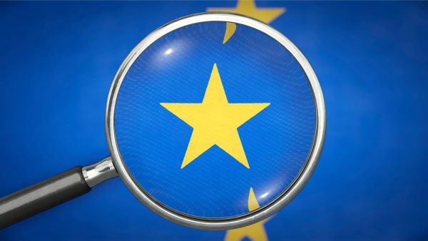 EU magnifying glass flag