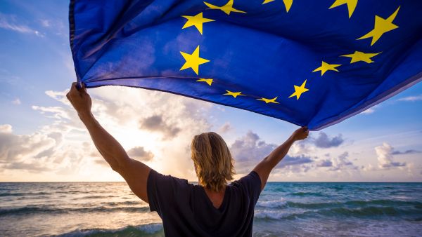 European Ocean Act EU flag man ocean