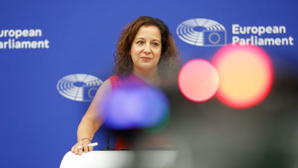 Iratxe Garcia speaking at press conference in Strasbourg June 2026