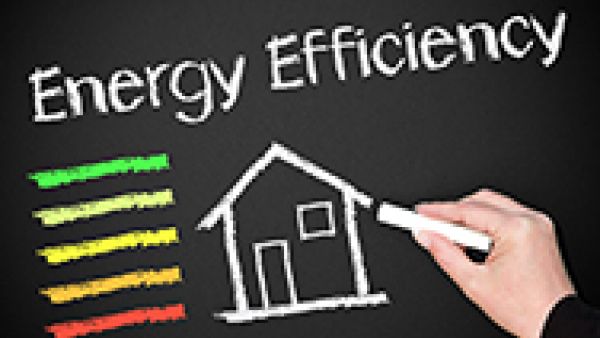 Energy Efficiency in chalk letters, chalk house and energy code colours