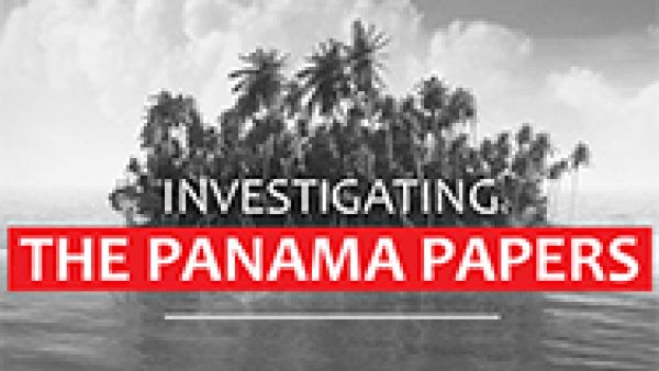 Panama papers written over grey island