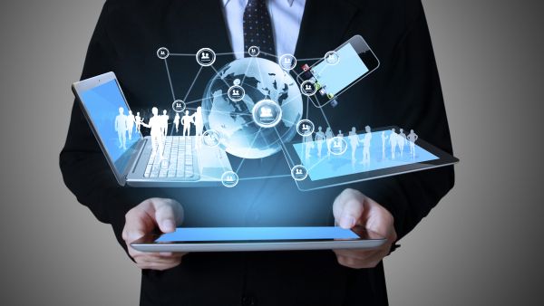 Parliament backs a single digital gateway for administrative services across the EU, Marlene Mizzi, Nicola Danti, man holding globe in hands between two laptops
