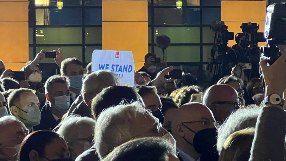 Rally with #StandWithUkraine banners in Strasbourg March 2022
