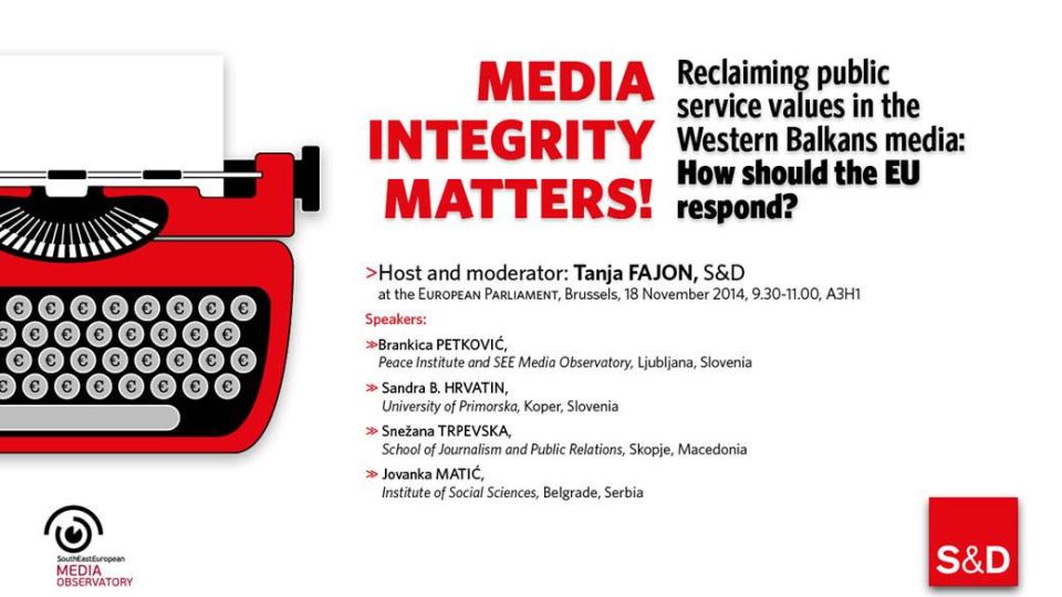 Media integrity matters! Reclaiming public service values in the Western Balkans media : How should the European Union respond?