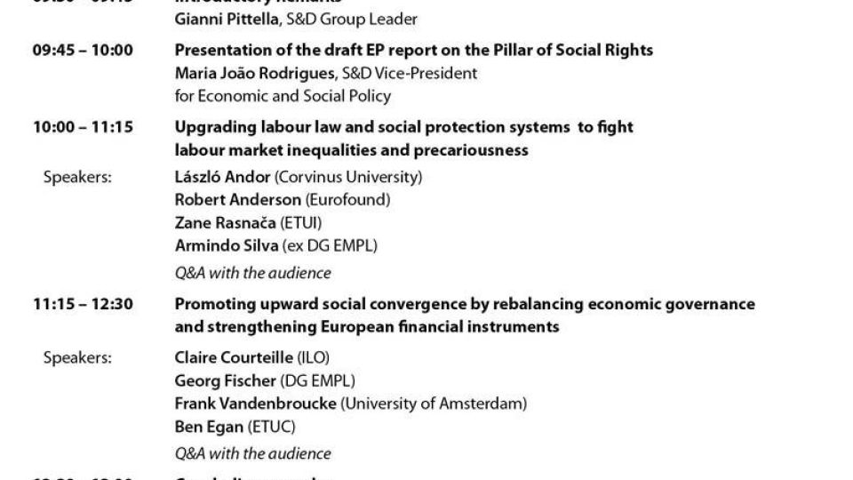 S&amp;D Conference: the Pillar of Social Rights - Shaping the Social Heart of Europe