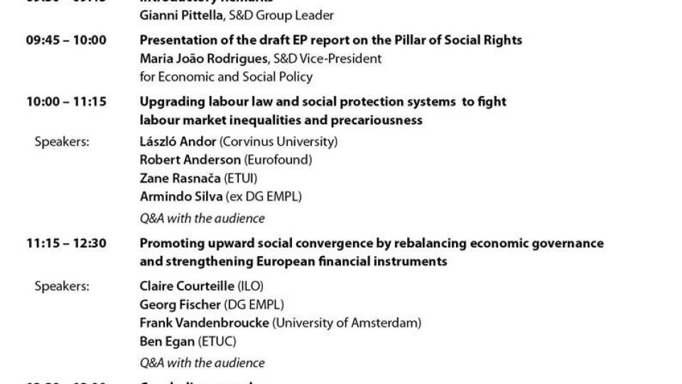 S&amp;D Conference: the Pillar of Social Rights - Shaping the Social Heart of Europe