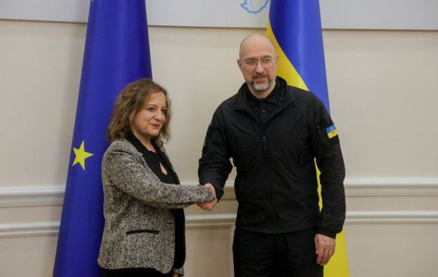 S&D Group Leader Iratxe García and Ukranian Prime Minister Denys Shmyhal 